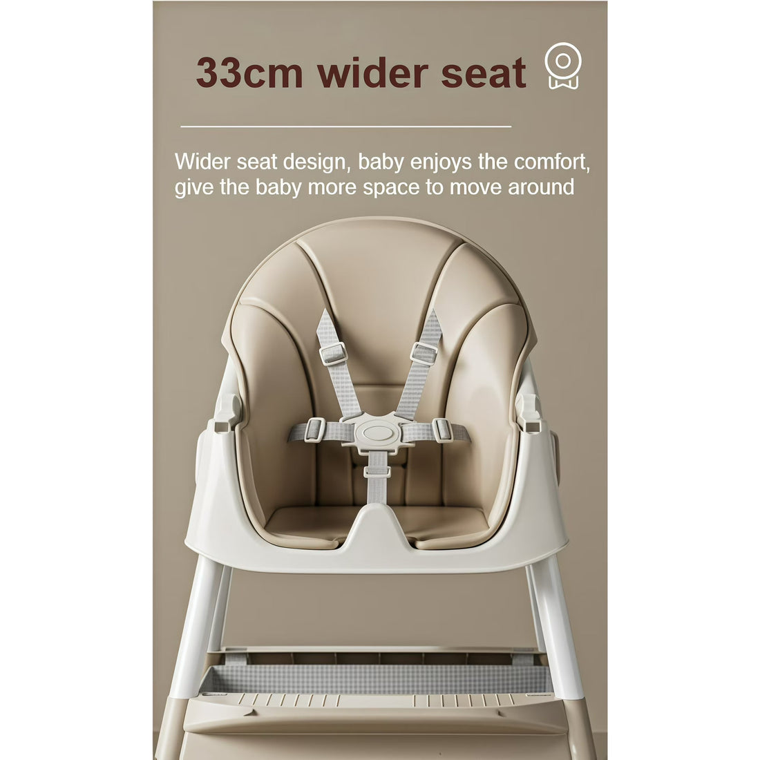 5-in-1 Convertible High ChairBaby swing & Baby Feeding Chairs & Baby scooter with Portable Dining Chairs and Toy Rack for 0-36 Months,Khaki