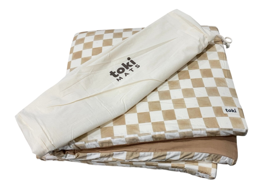 Toki Kids Standard Padded Play Mat 40" x 40", Checker Toffee