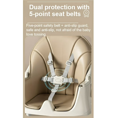 5-in-1 Convertible High ChairBaby swing & Baby Feeding Chairs & Baby scooter with Portable Dining Chairs and Toy Rack for 0-36 Months,Khaki