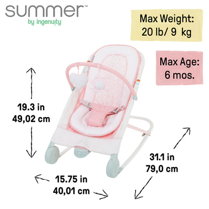 Summer by Ingenuity 2-in-1 Bouncer & Rocker Duo for Infants - Pink