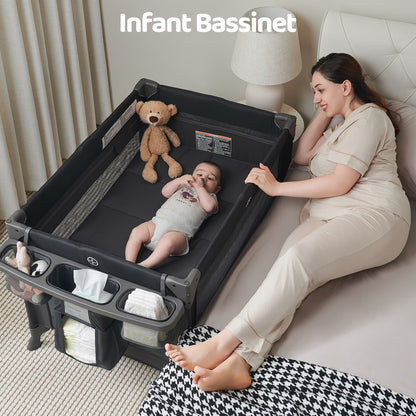 Pamo Babe 4-in-1 Baby Playard with Bassinet & Changing Table for Newborn