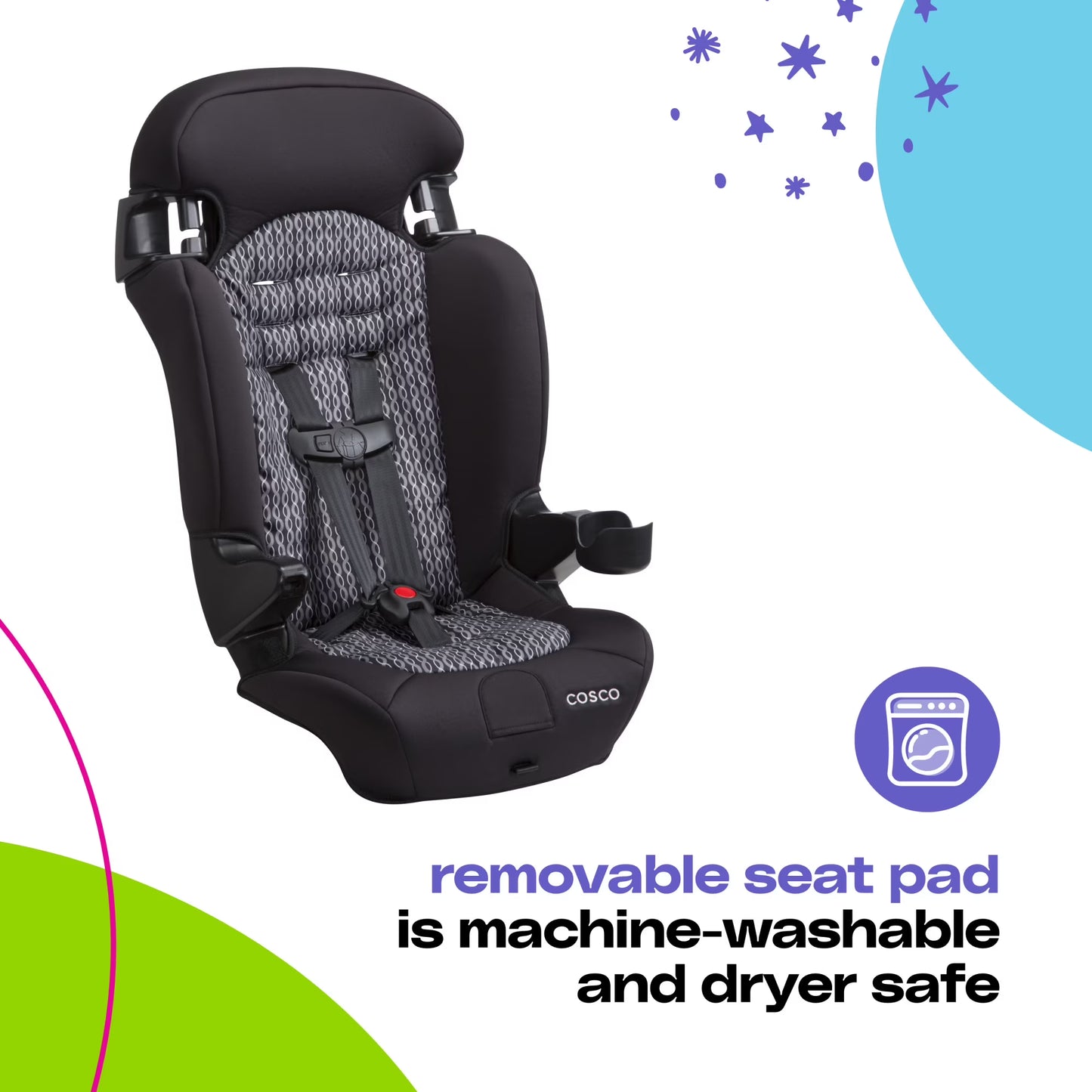 Cosco Kids Finale 2-in-1 Toddler Booster Car Seat, Fiberwave II, Black/Grey