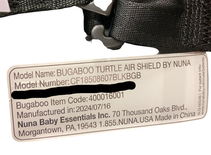 Bugaboo Turtle Air Shield by Nuna Car Seat, Black, 2024
