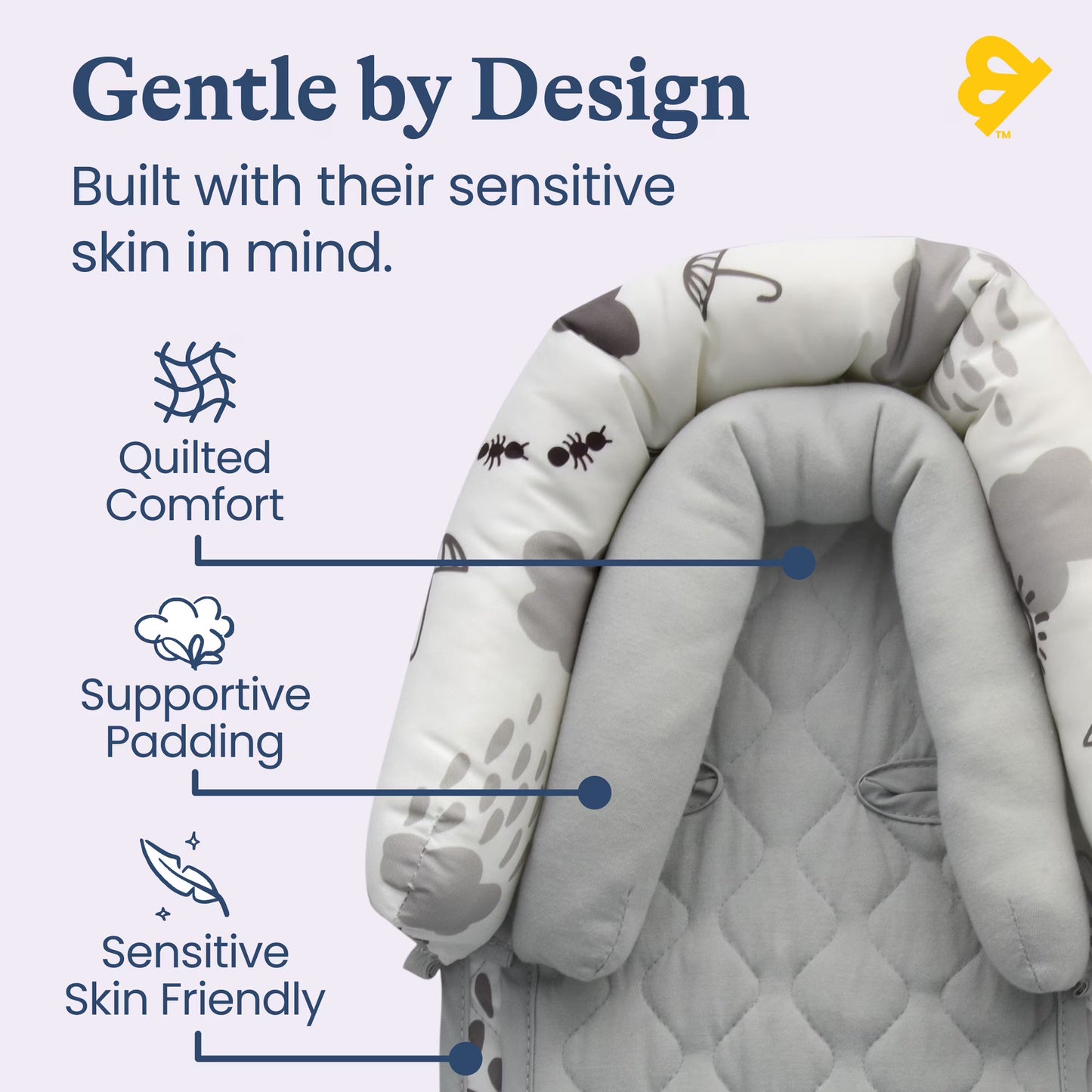 Goldbug Duo Head Support and Strap Cover Set, Cloud