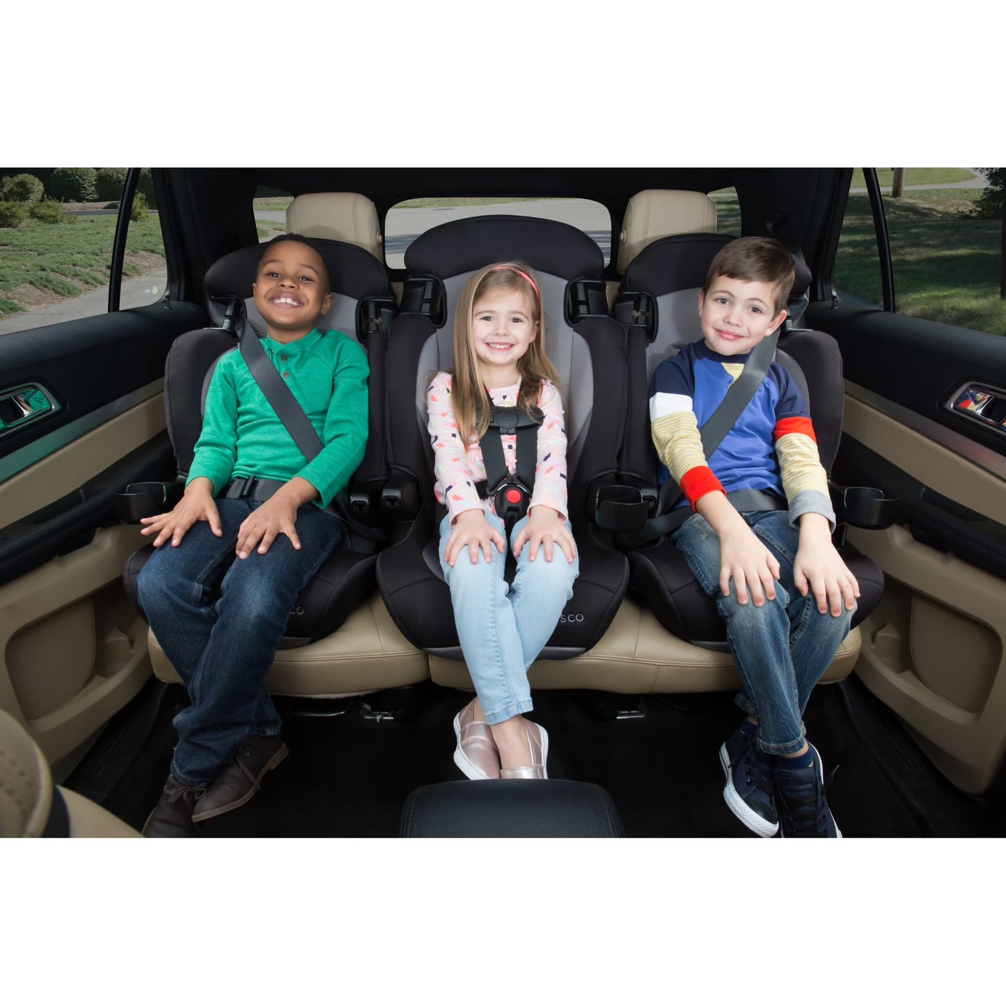 Cosco Kids Finale 2-in-1 Toddler Booster Car Seat, Fiberwave II, Black/Grey