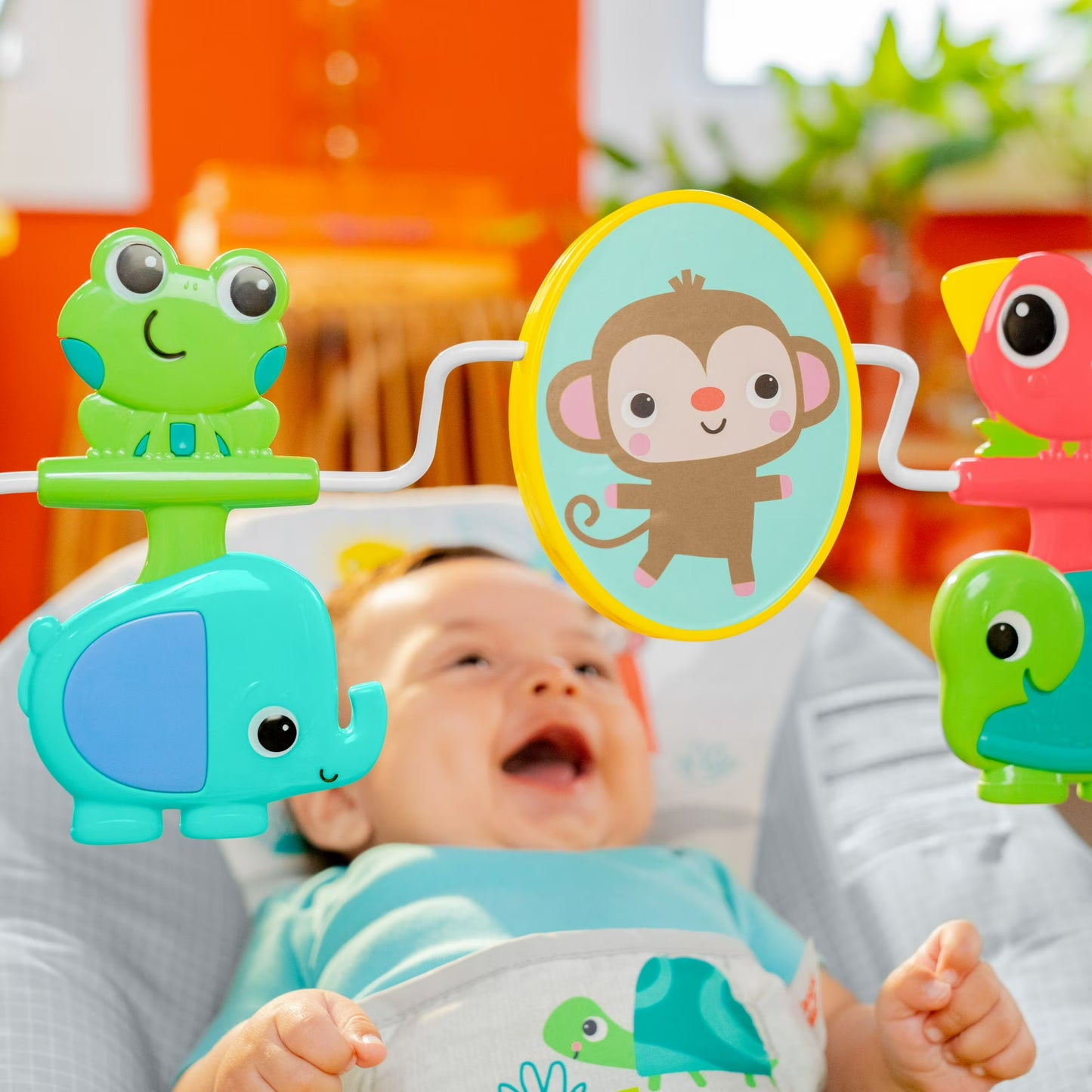 Bright Starts Playful Paradise Vibrating Baby Bouncer, Unisex, Newborn +