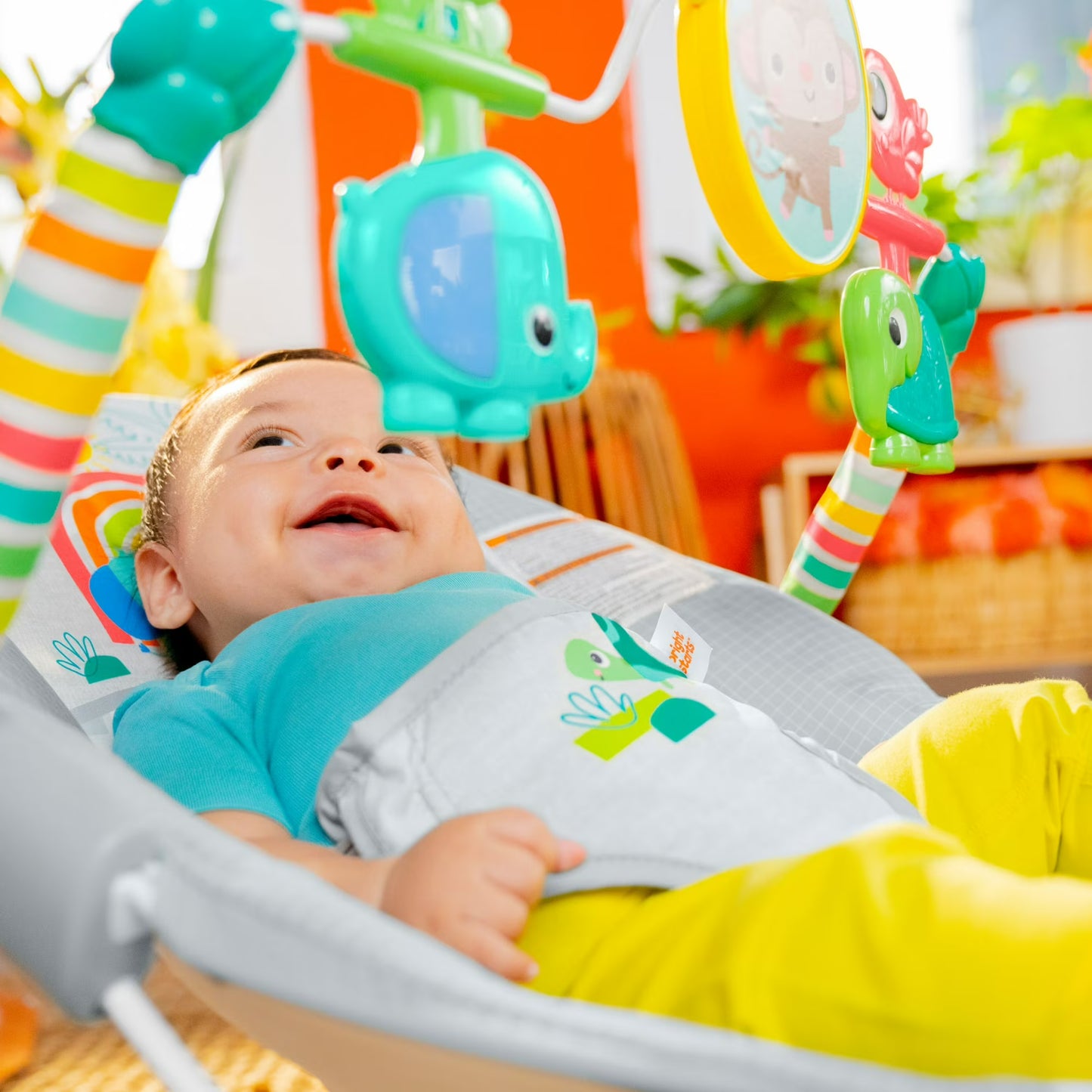Bright Starts Playful Paradise Vibrating Baby Bouncer, Unisex, Newborn +
