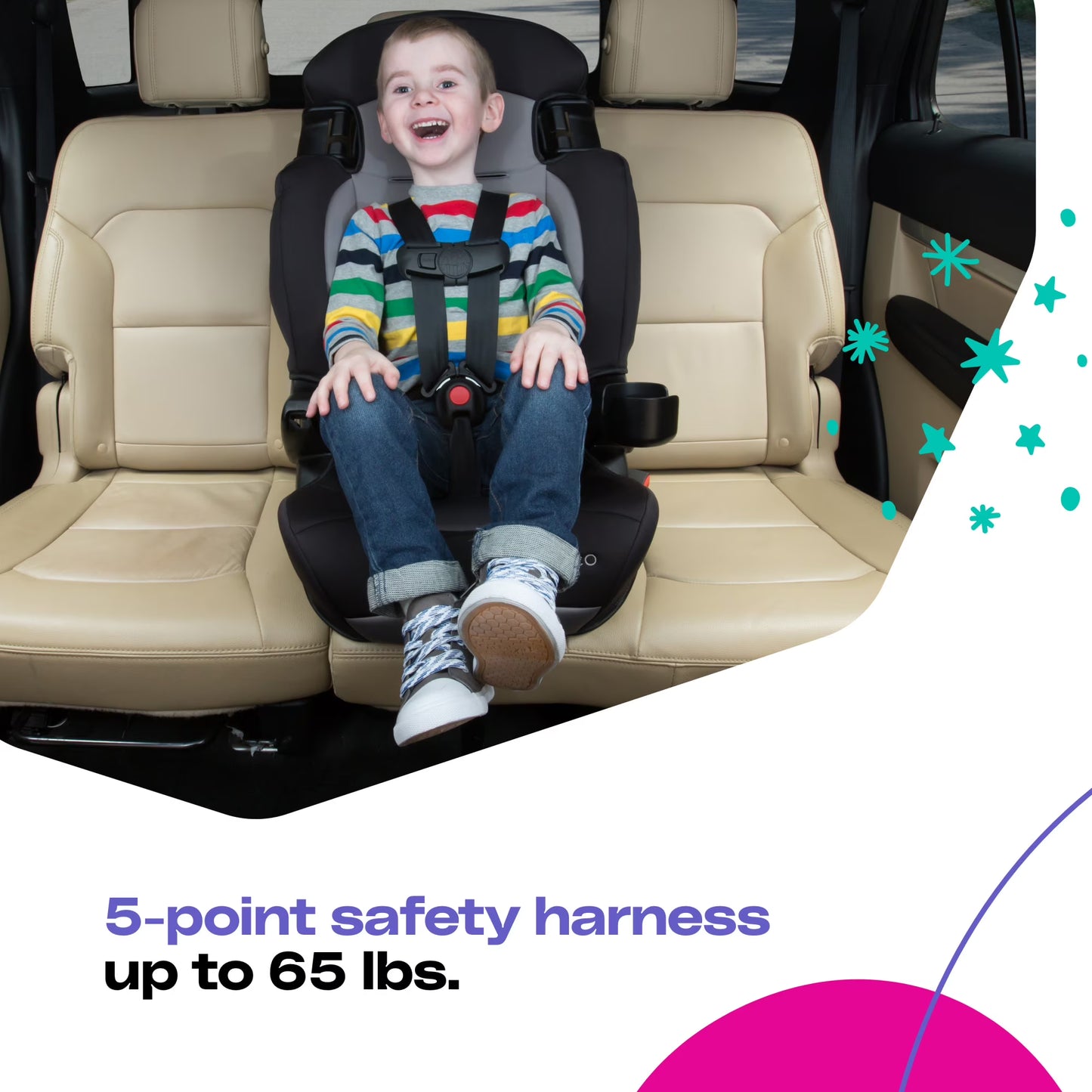 Cosco Kids Finale 2-in-1 Toddler Booster Car Seat, Fiberwave II, Black/Grey
