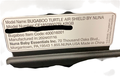 Bugaboo Turtle Air Shield by Nuna Car Seat, Black, 2024