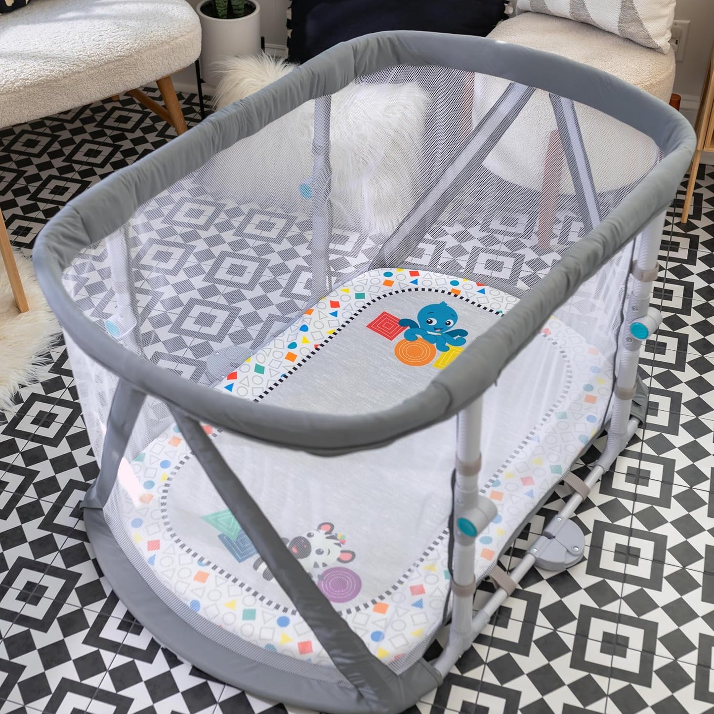 Baby Einstein Kick & Snooze 3-in-1 Foldable Playard, Grey