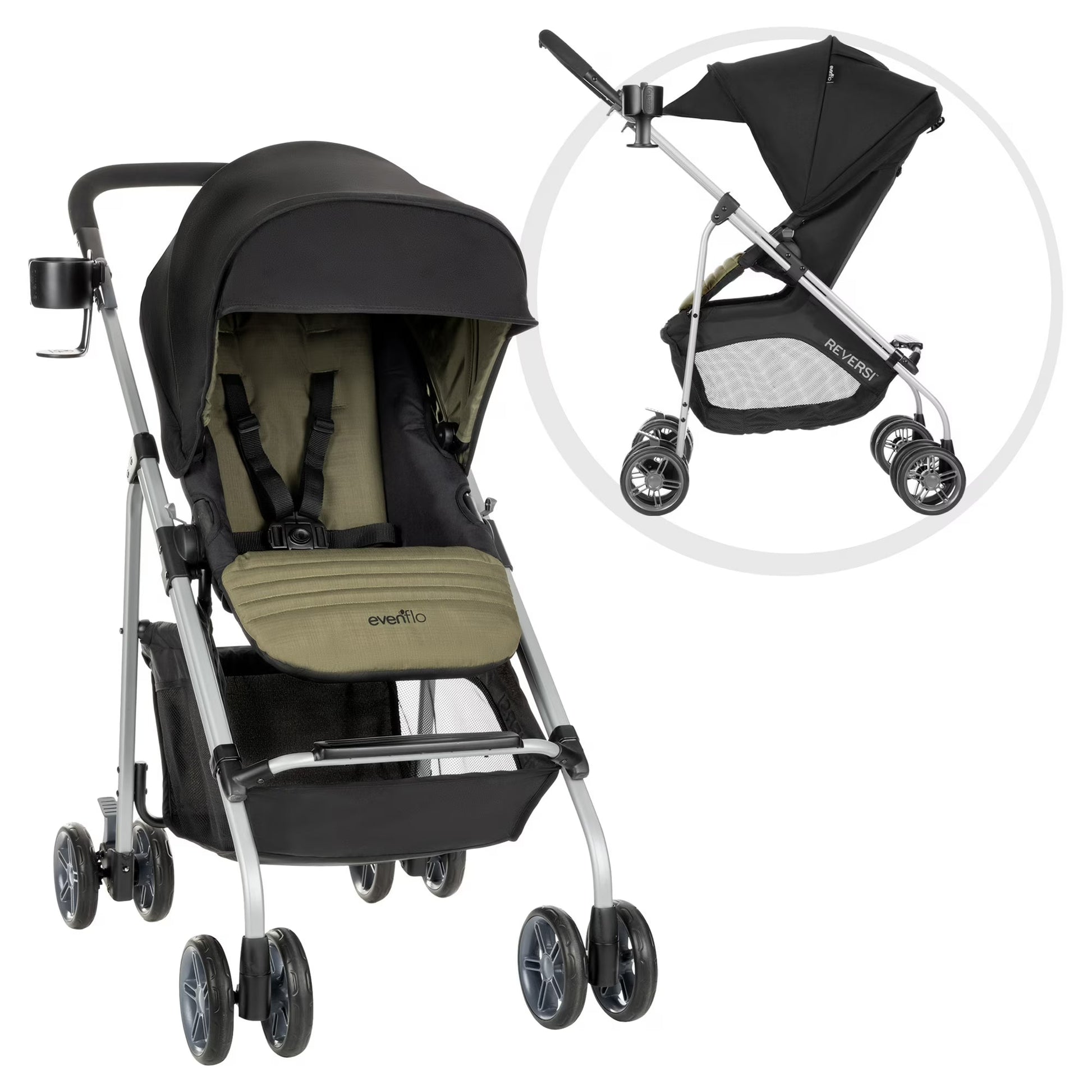 Evenflo Reversi Lightweight Reversible Stroller, 2023, Leonis Green