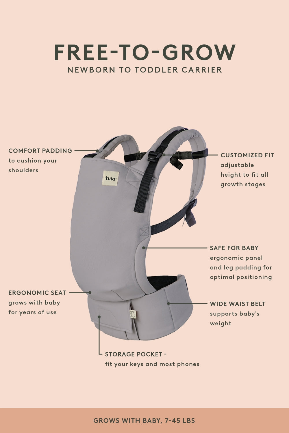 Graphite - Cotton Free-to-Grow Baby Carrier