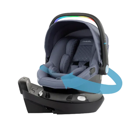 Evenflo Revolve180 LiteMax NXT Rotational Infant Car Seat with SensorySoothe, Flint, 2024