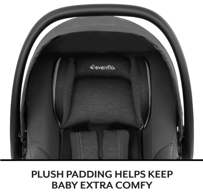 Evenflo Revolve180 LiteMax NXT Rotating Infant Car Seat with SensorSafe and Green & Gentle, 2025, Anchor Gray