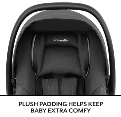 Evenflo Revolve180 LiteMax NXT Rotating Infant Car Seat with SensorSafe and Green & Gentle, 2025, Anchor Gray