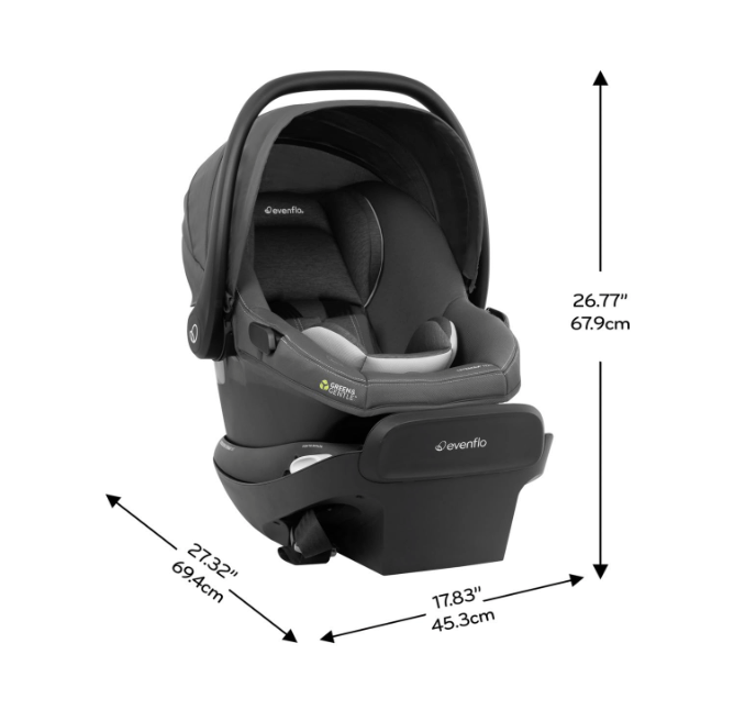 Evenflo Revolve180 LiteMax NXT Rotating Infant Car Seat with SensorSafe and Green & Gentle, 2025, Anchor Gray