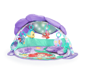 Bright Starts Disney Baby The Little Mermaid Twinkle Trove Light-Up Musical Baby Activity Gym with Tummy Time Pillow, Newborn+