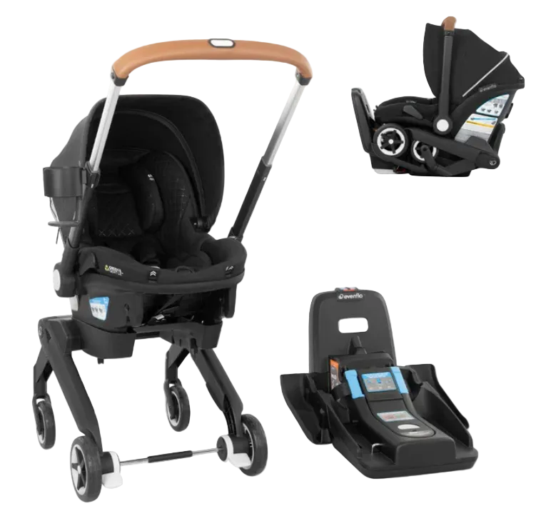 Evenflo Shyft Dual Ride Infant Car Seat Stroller Combo, 2025, Jasper, with Carryall Storage and Green & Gentle Fabric
