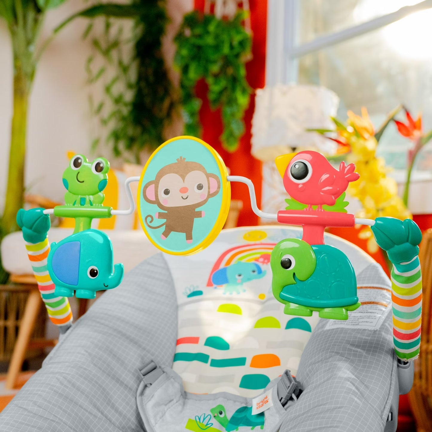 Bright Starts Playful Paradise Vibrating Baby Bouncer, Unisex, Newborn +