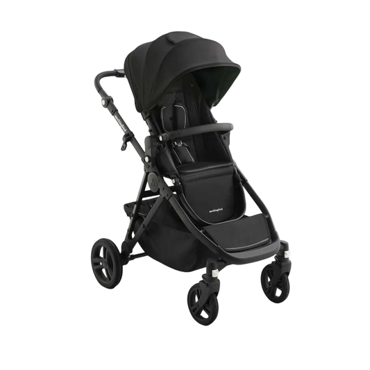 Mockingbird Single to Double 3.0 Stroller, 2025, Charcoal with Black Leather, Solid Black