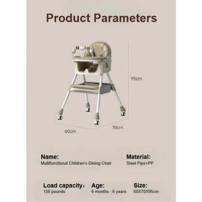 5-in-1 Convertible High ChairBaby swing & Baby Feeding Chairs & Baby scooter with Portable Dining Chairs and Toy Rack for 0-36 Months,Khaki