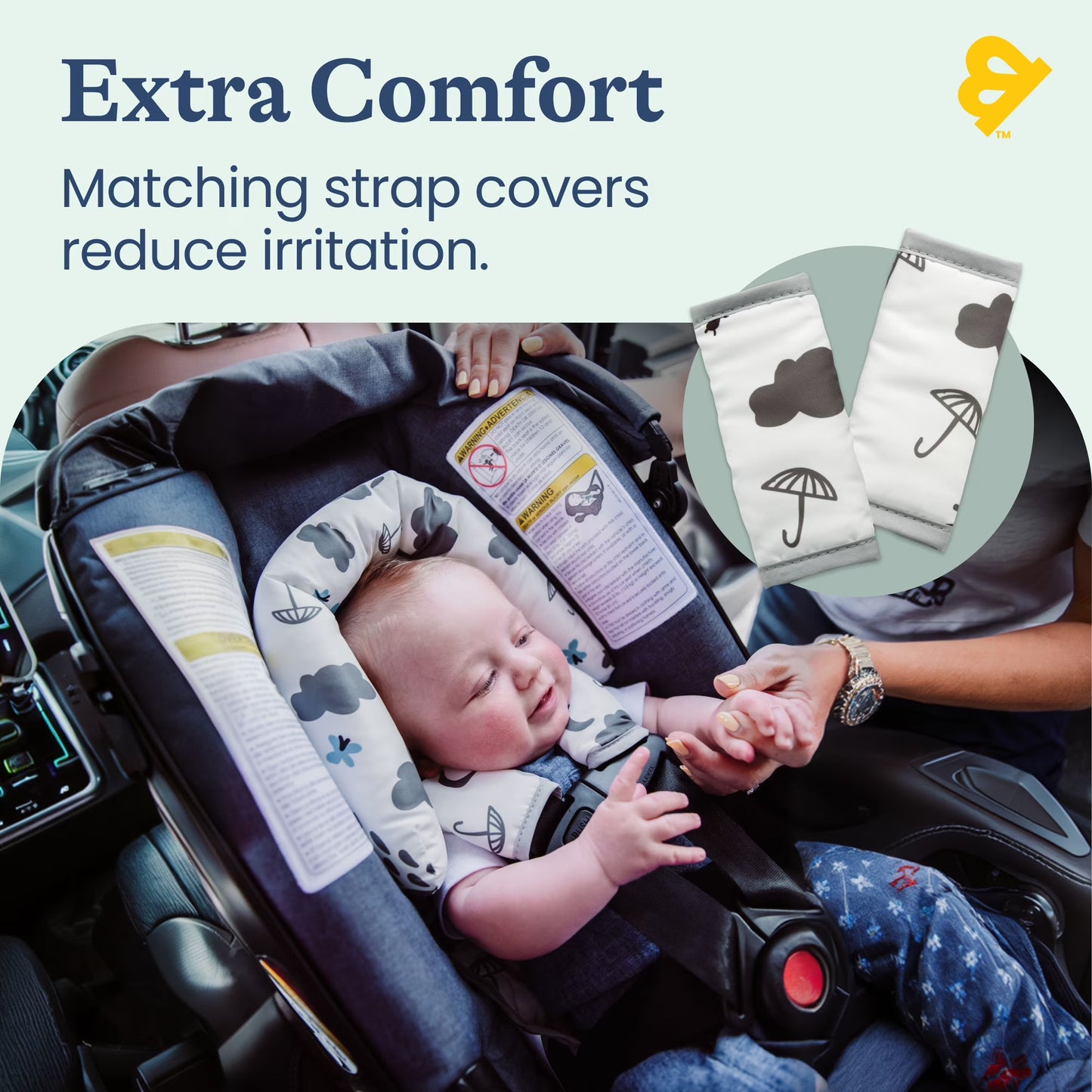 Goldbug Duo Head Support and Strap Cover Set, Cloud