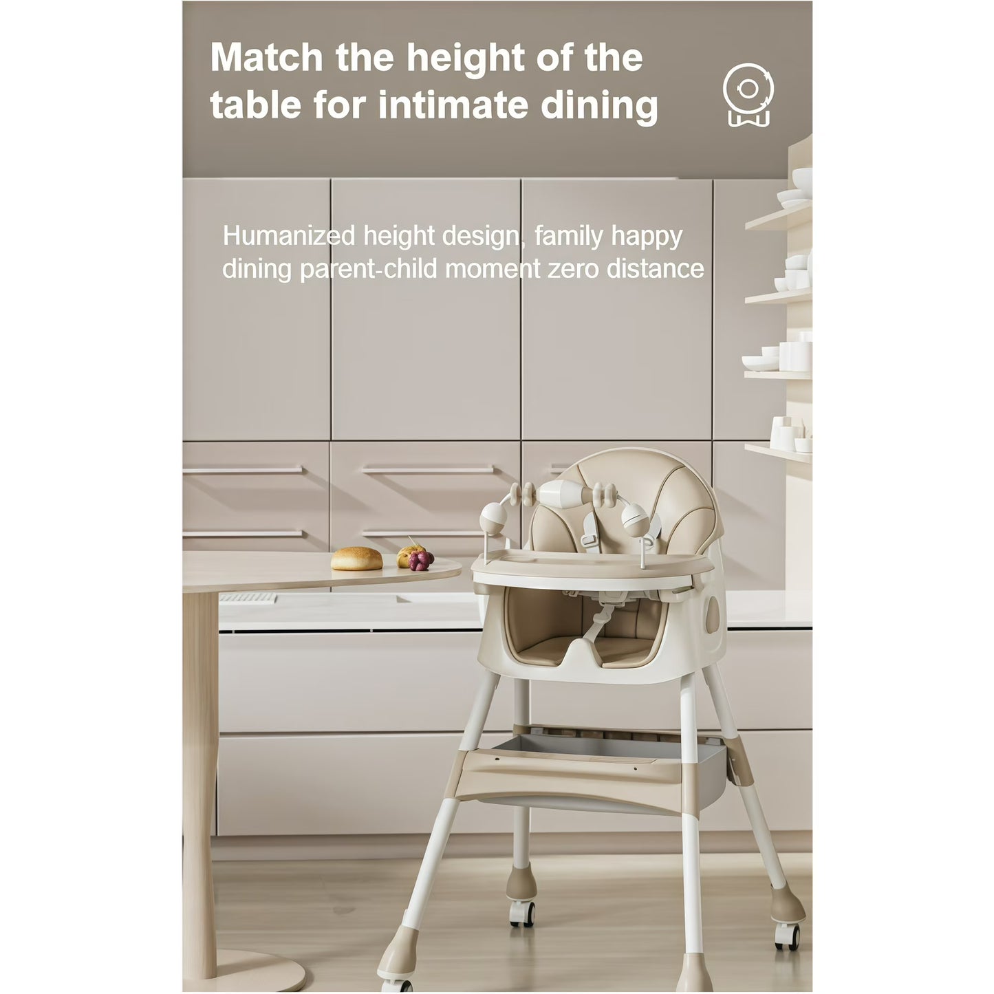 5-in-1 Convertible High ChairBaby swing & Baby Feeding Chairs & Baby scooter with Portable Dining Chairs and Toy Rack for 0-36 Months,Khaki