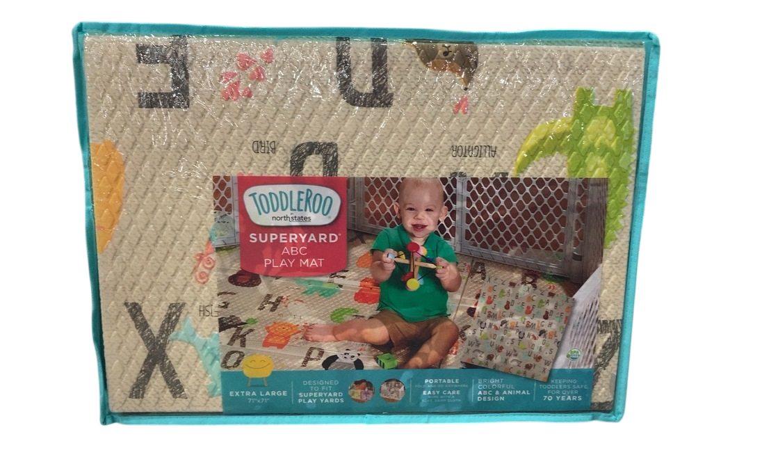 North States Superyard Folding Foam Playmat, 71" X 71", Animal ABC