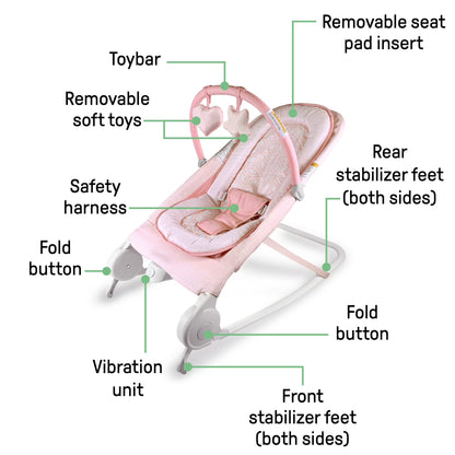Summer by Ingenuity 2-in-1 Bouncer & Rocker Duo for Infants - Pink