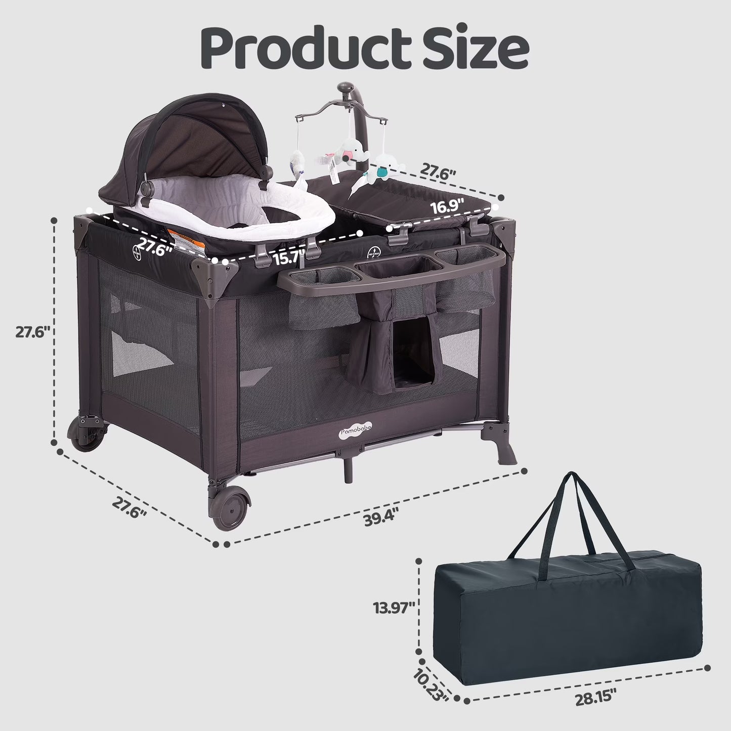 Pamo Babe 4-in-1 Baby Playard with Bassinet & Changing Table for Newborn